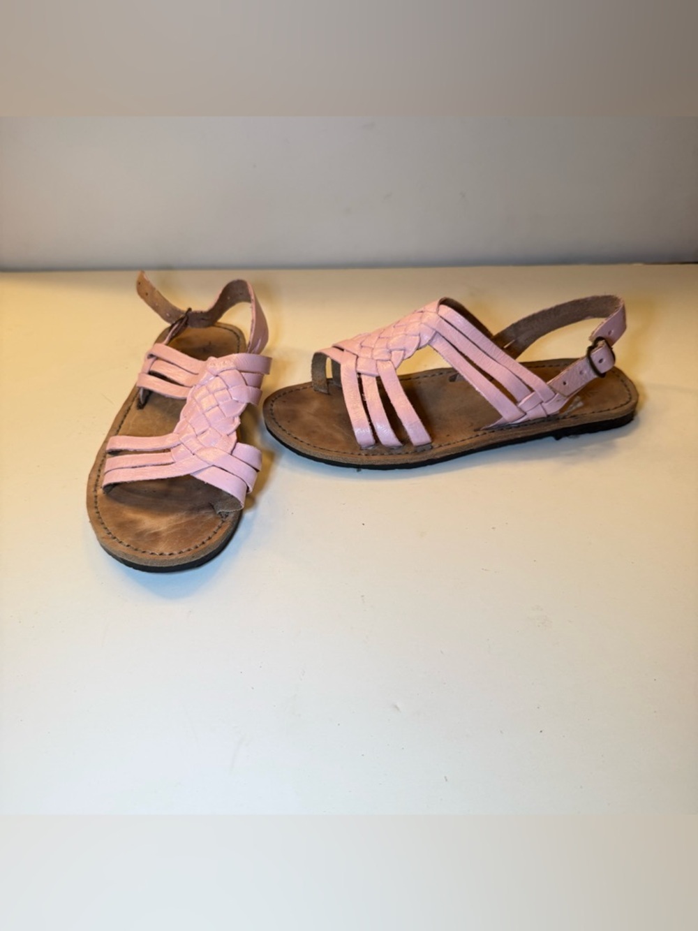 Pink Braided Strap Sandals